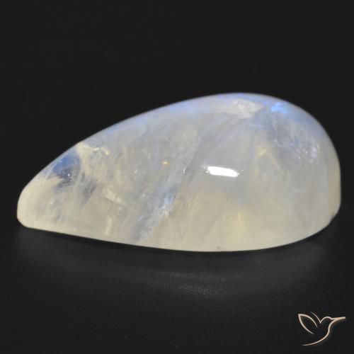 Rainbow Moonstone Gemstone in 25.8 x 14.9 mm Size for Sale, Rainbow Moonstone Stone in Bluish White Color