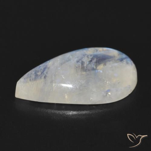 Rainbow Moonstone Gemstone in 19.6 x 11.9 mm Size for Sale, Rainbow Moonstone Stone in Bluish White Color
