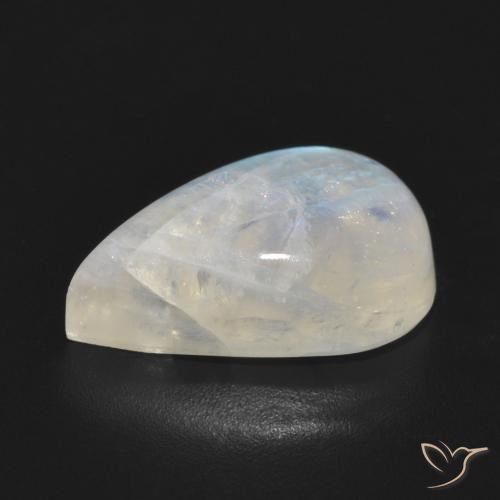 Rainbow Moonstone Gemstone in 15.7 x 10.4 mm Size for Sale, Rainbow Moonstone Stone in Bluish White Color