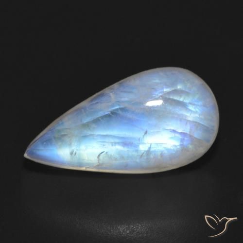 7.64ct Natural Bluish White Rainbow Moonstone, Pear Shape, Translucent