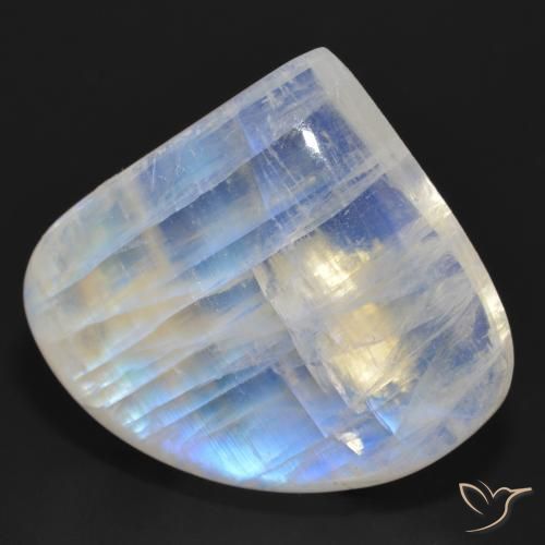 36.83 ct White Rainbow Moonstone Stone, Natural Rainbow Moonstone in Pear Cabochon Shape for Sale