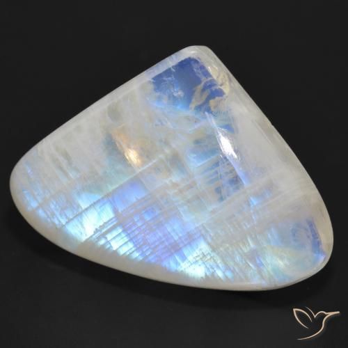 36.47 ct White Rainbow Moonstone Stone, Natural Rainbow Moonstone in Pear Cabochon Shape for Sale