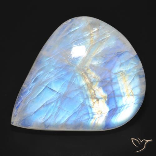 76.92ct Natural Bluish White Rainbow Moonstone, Pear Shape, Translucent