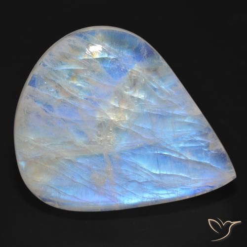76.92 ct White Rainbow Moonstone Stone, Natural Rainbow Moonstone in Pear Cabochon Shape for Sale