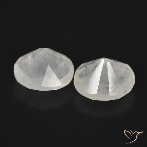 Rainbow Moonstone Gemstones in 7.2 x 6.1 mm Size for Sale, Rainbow Moonstone Stones in Bluish White Color