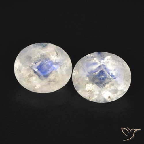 2.16ctw Natural Bluish White Rainbow Moonstone, Oval, Transparent