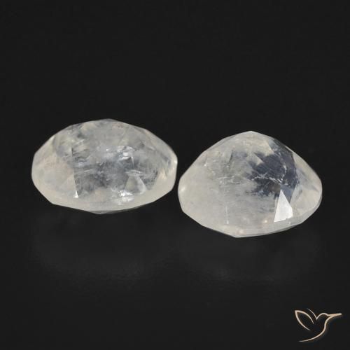 Rainbow Moonstone Gemstones in 7.2 x 6.2 mm Size for Sale, Rainbow Moonstone Stones in Bluish White Color