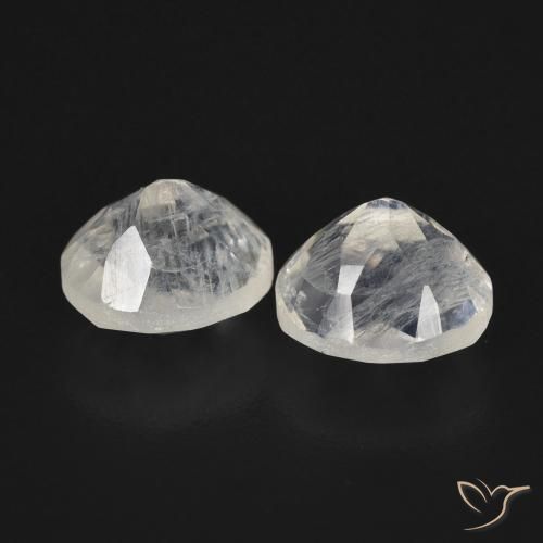 Rainbow Moonstone Gemstones in 6.9 x 6 mm Size for Sale, Rainbow Moonstone Stones in Bluish White Color