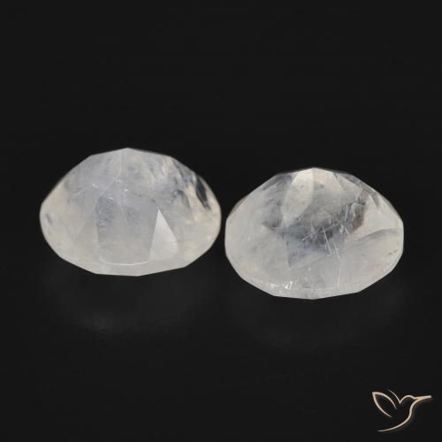 Rainbow Moonstone Gemstones in 7 x 6 mm Size for Sale, Rainbow Moonstone Stones in Bluish White Color