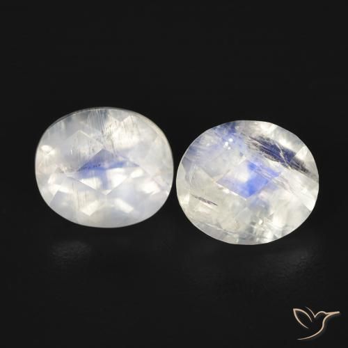 2.20ctw Natural Bluish White Rainbow Moonstone, Oval, Transparent