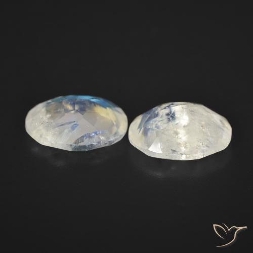 Rainbow Moonstone Gemstones in 11 x 9 mm (calibrated) Size for Sale, Rainbow Moonstone Stones in Bluish White Color