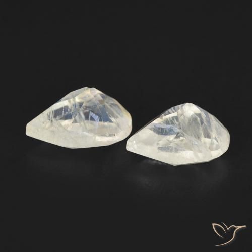 Rainbow Moonstone Gemstones in 6 x 4 mm (calibrated) Size for Sale, Rainbow Moonstone Stones in Bluish White Color
