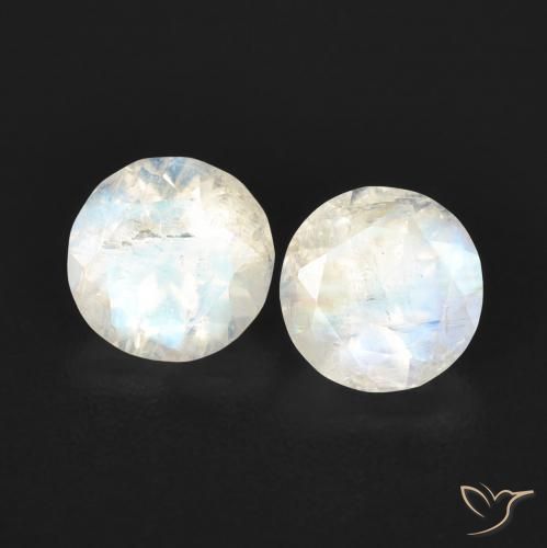 1.03ctw Natural Bluish White Rainbow Moonstone, Round, Transparent