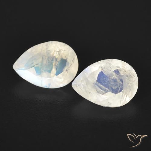 1.28ctw Natural Bluish White Rainbow Moonstone, Pear Shape, Transparent