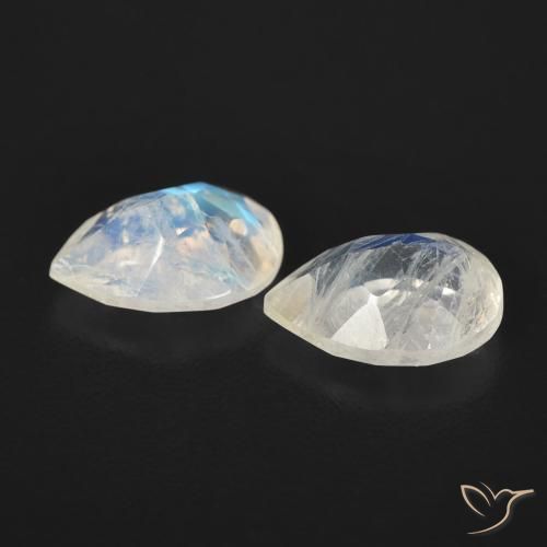 Rainbow Moonstone Gemstones in 7 x 5 mm (calibrated) Size for Sale, Rainbow Moonstone Stones in Bluish White Color