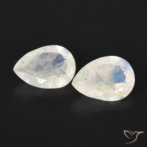 1.13ctw Natural Bluish White Rainbow Moonstone, Pear Shape, Transparent