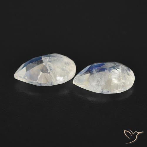 Rainbow Moonstone Gemstones in 7 x 5 mm (calibrated) Size for Sale, Rainbow Moonstone Stones in Bluish White Color