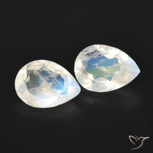 1.35ctw Natural Bluish White Rainbow Moonstone, Pear Shape, Transparent