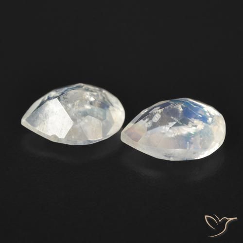 Rainbow Moonstone Gemstones in 7 x 5 mm (calibrated) Size for Sale, Rainbow Moonstone Stones in Bluish White Color