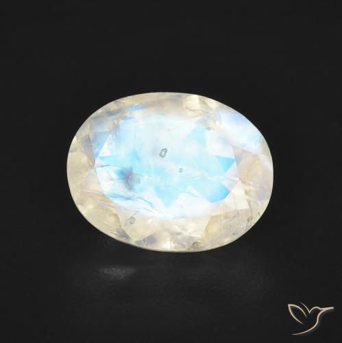 1.71ct Natural Bluish White Rainbow Moonstone, Oval, Transparent
