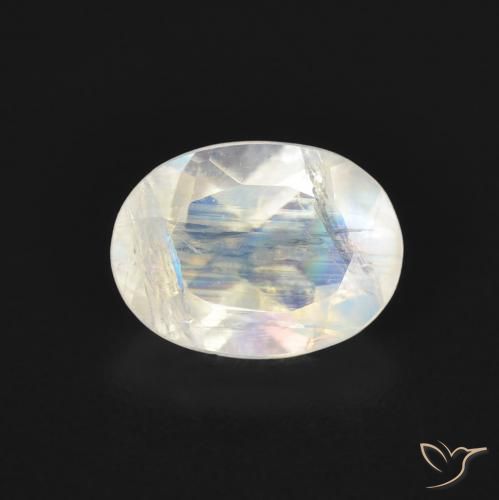 1.14ct Natural Bluish White Rainbow Moonstone, Oval, Transparent
