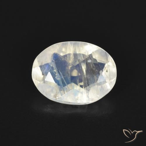 1.00ct Natural Bluish White Rainbow Moonstone, Oval, Transparent