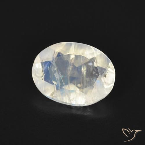 1.00 ct White Rainbow Moonstone Stone, Natural Rainbow Moonstone in Oval Facet Shape for Sale
