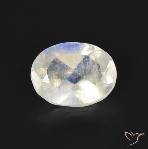 1.13ct Natural Bluish White Rainbow Moonstone, Oval, Transparent