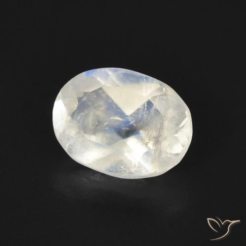 1.13 ct White Rainbow Moonstone Stone, Natural Rainbow Moonstone in Oval Facet Shape for Sale