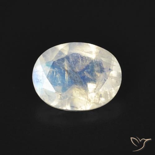 1.45ct Natural Bluish White Rainbow Moonstone, Oval, Transparent
