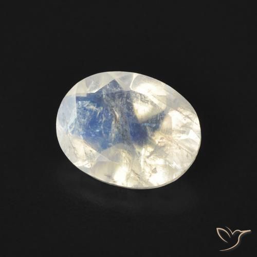 1.45 ct White Rainbow Moonstone Stone, Natural Rainbow Moonstone in Oval Facet Shape for Sale