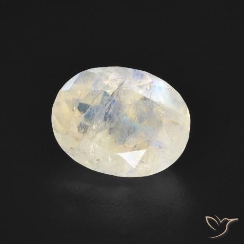 1.75 ct White Rainbow Moonstone Stone, Natural Rainbow Moonstone in Oval Facet Shape for Sale