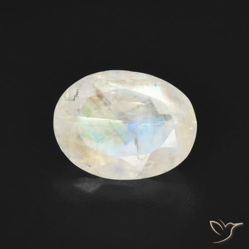 1.39ct Natural Bluish White Rainbow Moonstone, Oval, Transparent