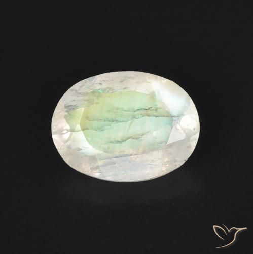 1.07ct Natural Bluish White Rainbow Moonstone, Oval, Transparent