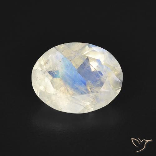 1.68ct Natural Bluish White Rainbow Moonstone, Oval, Transparent