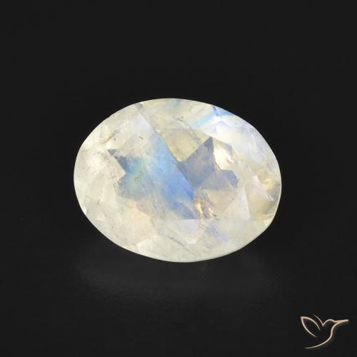 1.68 ct White Rainbow Moonstone Stone, Natural Rainbow Moonstone in Oval Facet Shape for Sale