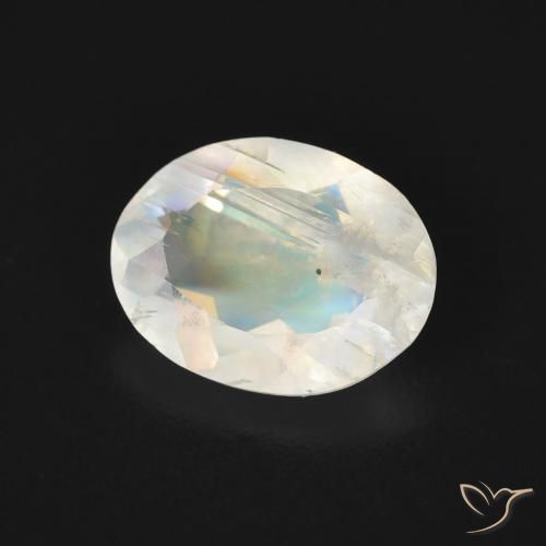 1.49 ct White Rainbow Moonstone Stone, Natural Rainbow Moonstone in Oval Facet Shape for Sale
