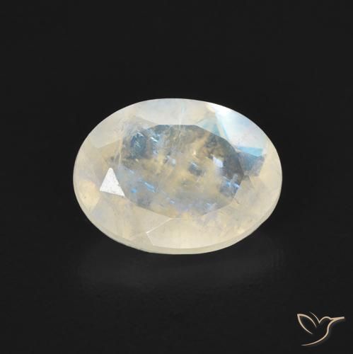 1.16ct Natural Bluish White Rainbow Moonstone, Oval, Transparent