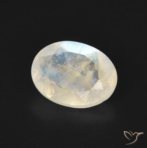 1.16 ct White Rainbow Moonstone Stone, Natural Rainbow Moonstone in Oval Facet Shape for Sale