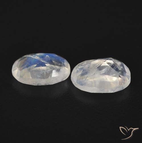 Rainbow Moonstone Gemstones in 6 x 4 mm (calibrated) Size for Sale, Rainbow Moonstone Stones in Bluish White Color