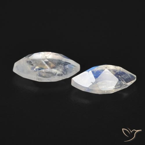 Rainbow Moonstone Gemstones in 8 x 4 mm (calibrated) Size for Sale, Rainbow Moonstone Stones in Bluish White Color