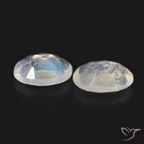 Rainbow Moonstone Gemstones in 6 x 4 mm (calibrated) Size for Sale, Rainbow Moonstone Stones in Bluish White Color