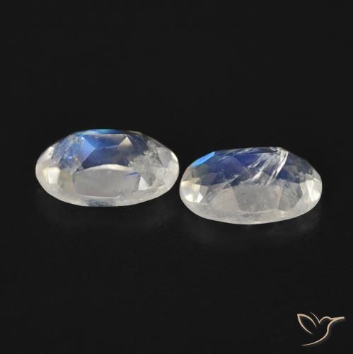 Rainbow Moonstone Gemstones in 6 x 4 mm (calibrated) Size for Sale, Rainbow Moonstone Stones in Bluish White Color