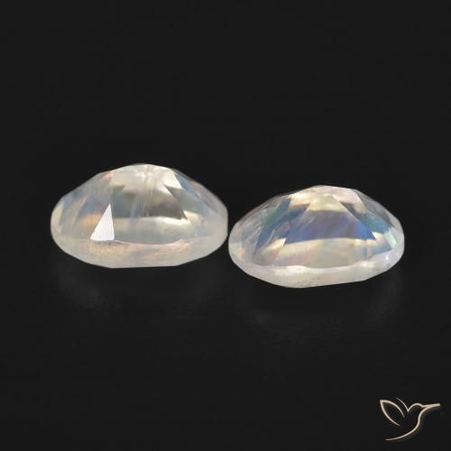 Rainbow Moonstone Gemstones in 6 x 4 mm (calibrated) Size for Sale, Rainbow Moonstone Stones in Bluish White Color