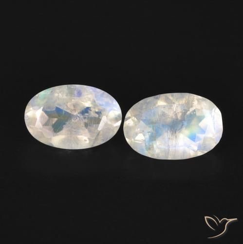 1.07ctw Natural Bluish White Rainbow Moonstone, Oval, Transparent