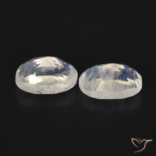 Rainbow Moonstone Gemstones in 6 x 4 mm (calibrated) Size for Sale, Rainbow Moonstone Stones in Bluish White Color