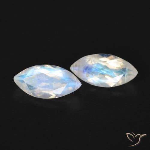 0.97ctw Natural Bluish White Rainbow Moonstone, Marquise, Transparent