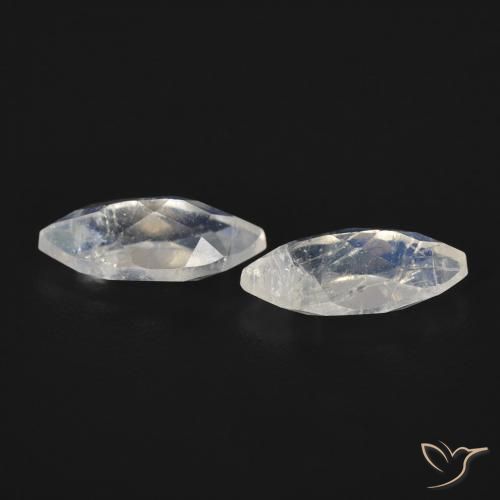 Rainbow Moonstone Gemstones in 8 x 4 mm (calibrated) Size for Sale, Rainbow Moonstone Stones in Bluish White Color