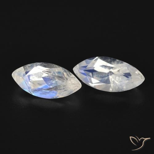 1.14 ctw White Rainbow Moonstone Stones, Natural Rainbow Moonstone in Marquise Facet Shape for Sale