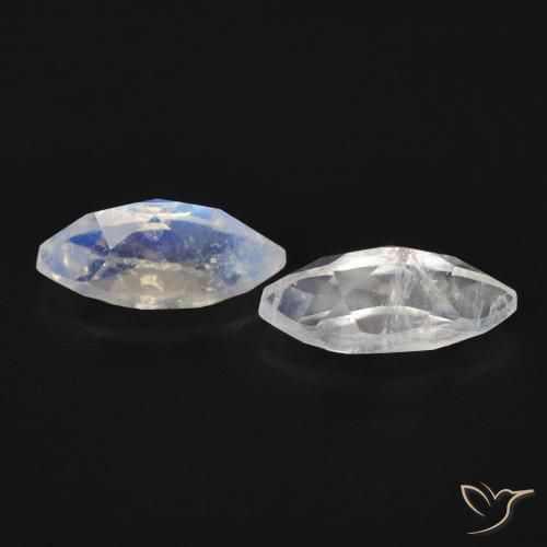 Rainbow Moonstone Gemstones in 8.2 x 3.8 mm Size for Sale, Rainbow Moonstone Stones in Bluish White Color